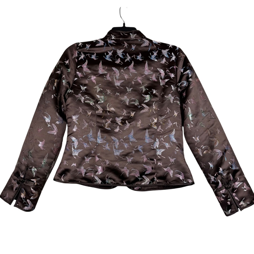 Old Navy Asian Style Butterfly‎ Print Jacket Women's Large Brown Y2K Vintage - Picture 4 of 11